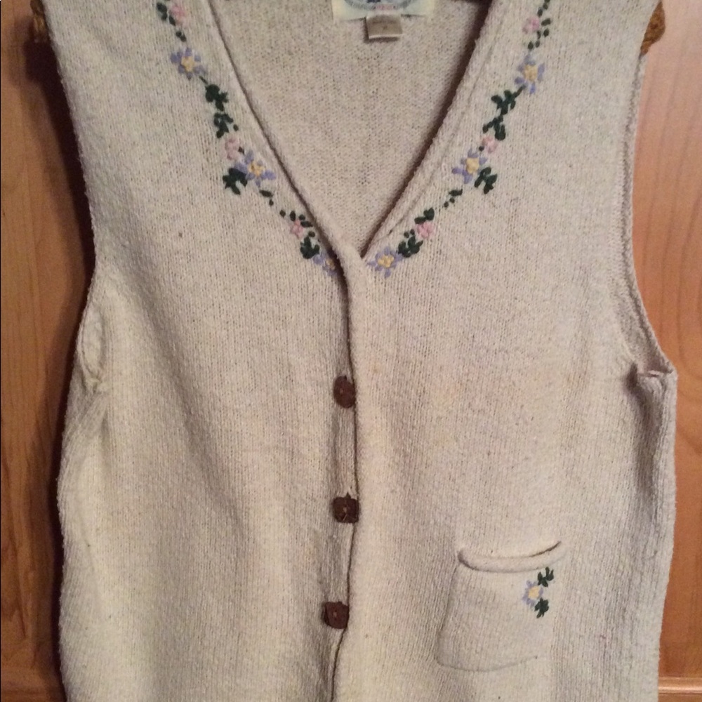 Embroidered Cream Vest